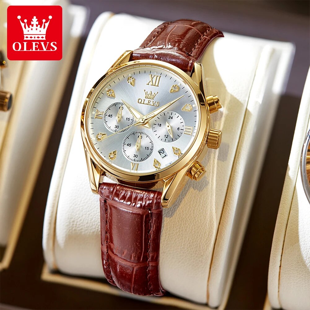 Luxury Watch Female - OLEVS 5523 Women's Watches Leather Strap