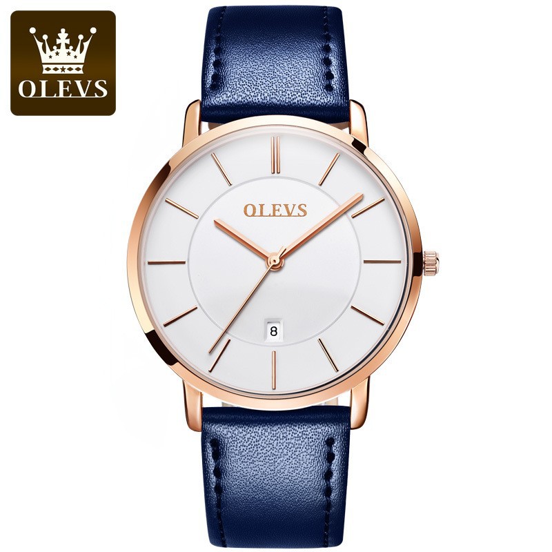 Luxury Watch Leather Strap - OLEVS Fashion Ultra Thin Womens Watches