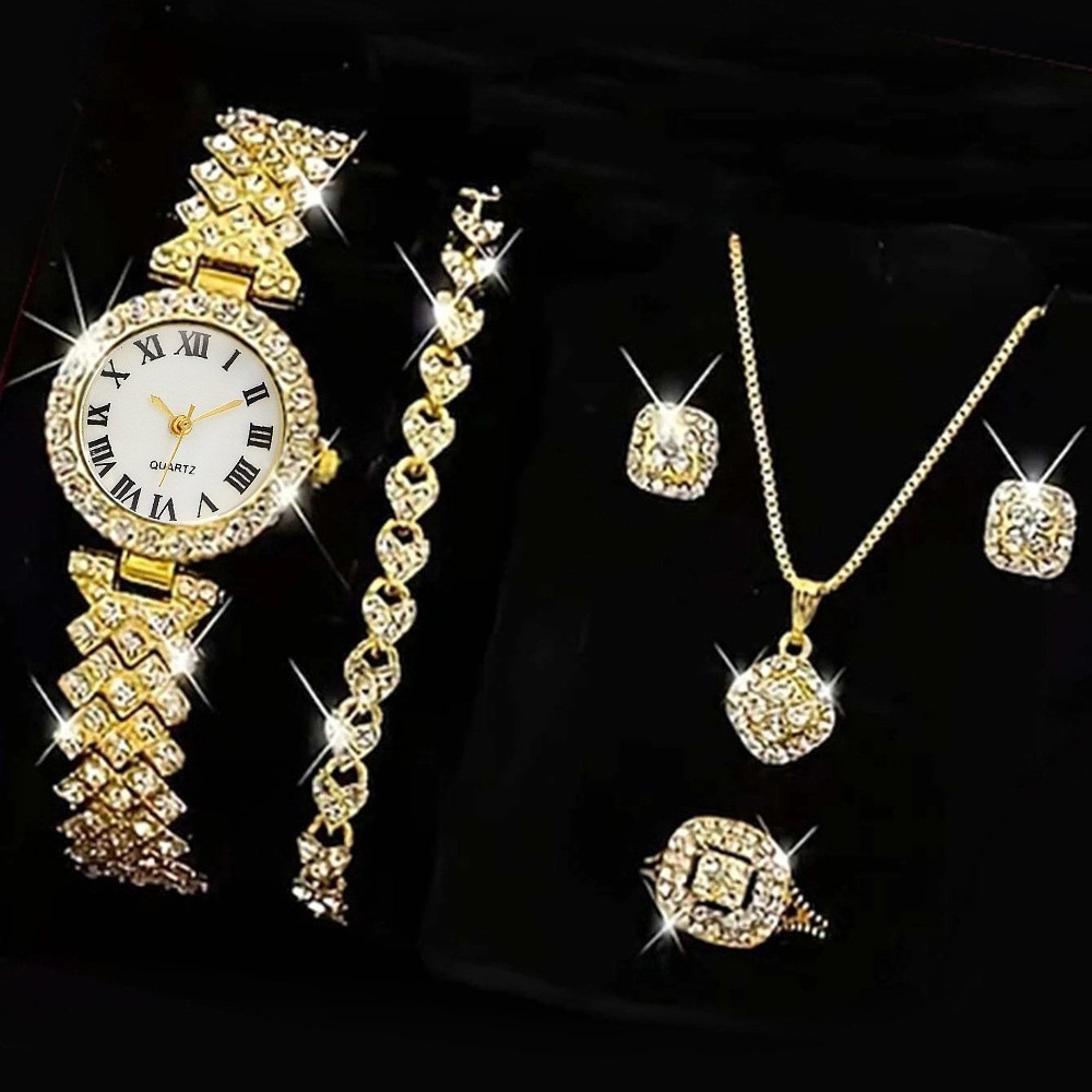 Luxury Watch Case Travel - 6PCS/Set Luxury Rhinestone Women Watches Fashion
