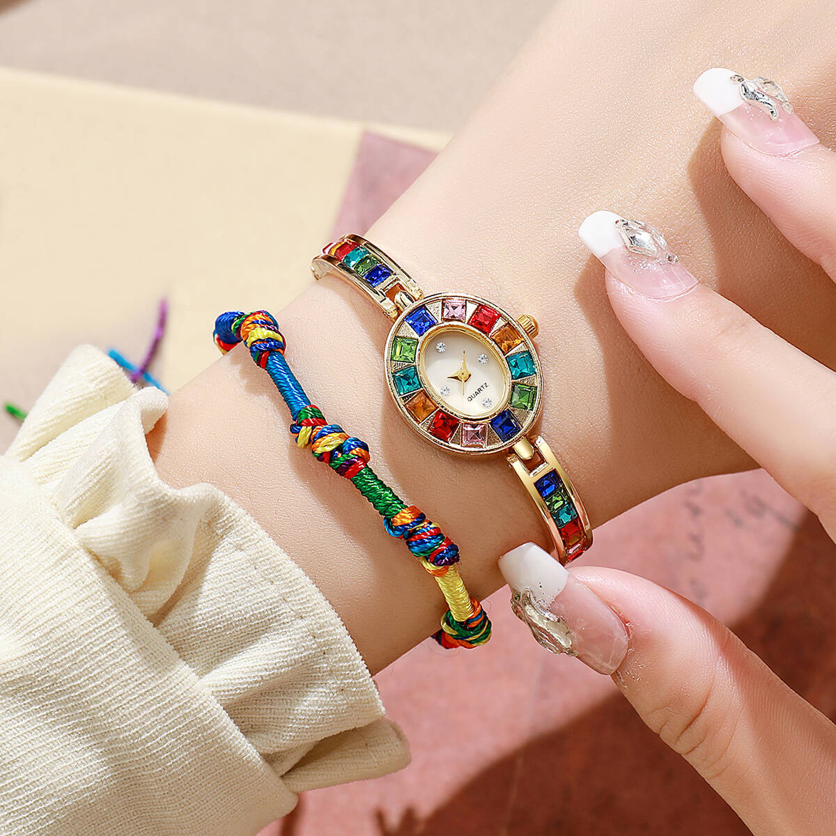 Luxury Watch Girl - 2PCS/Set Luxury Rhinestone Women Watches Fashion