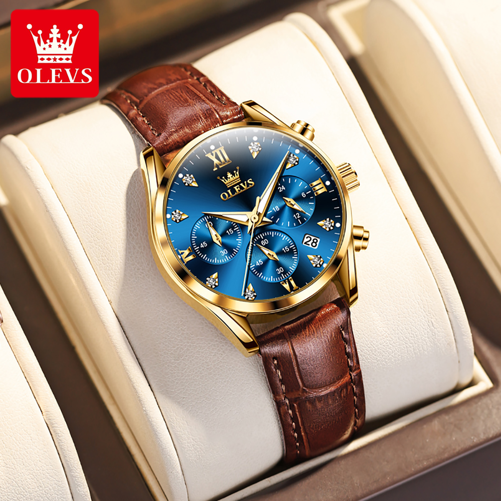 Luxury Watch Leather Strap - OLEVS 5523 Original Brand Women's Watches