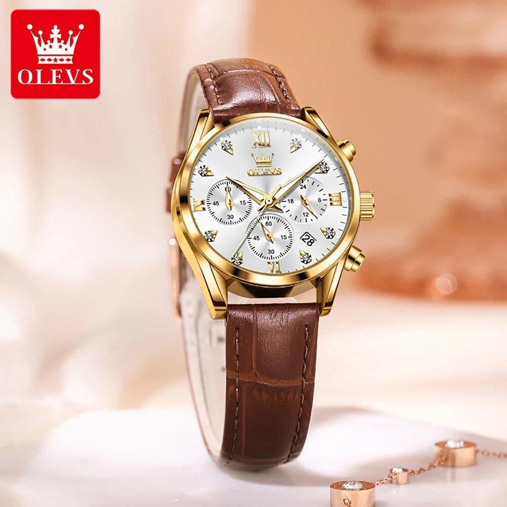 OLEVS 5523 Women's Watches Lea - đánh giá và giá Luxury Watch Female