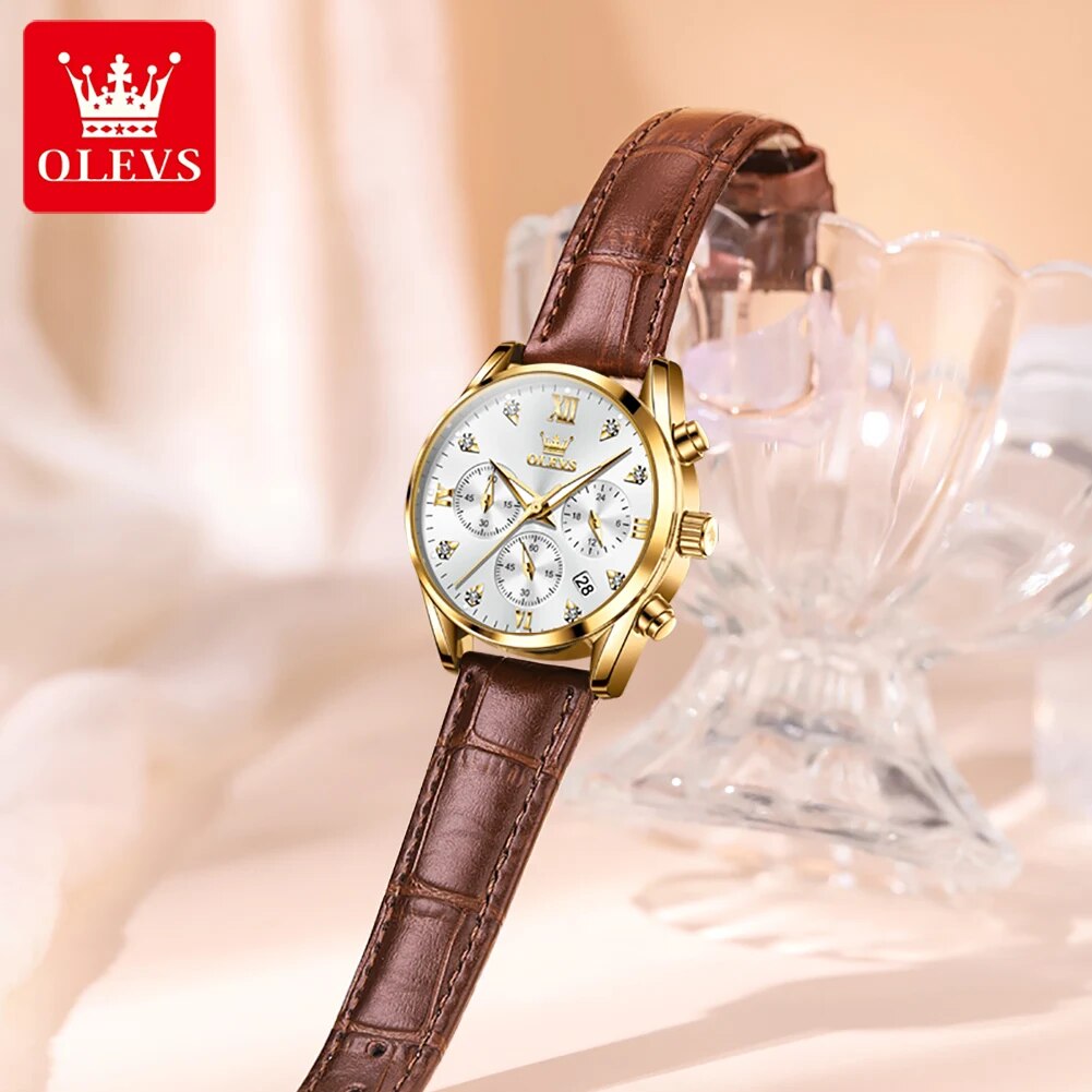 OLEVS 5523 Women's Watches Lea - đánh giá và giá Luxury Watch Female