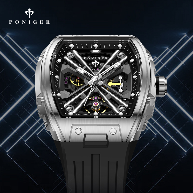 PONIGER Luxury Automatic Mecha - đánh giá và giá Luxury Watch On Rubber Strap