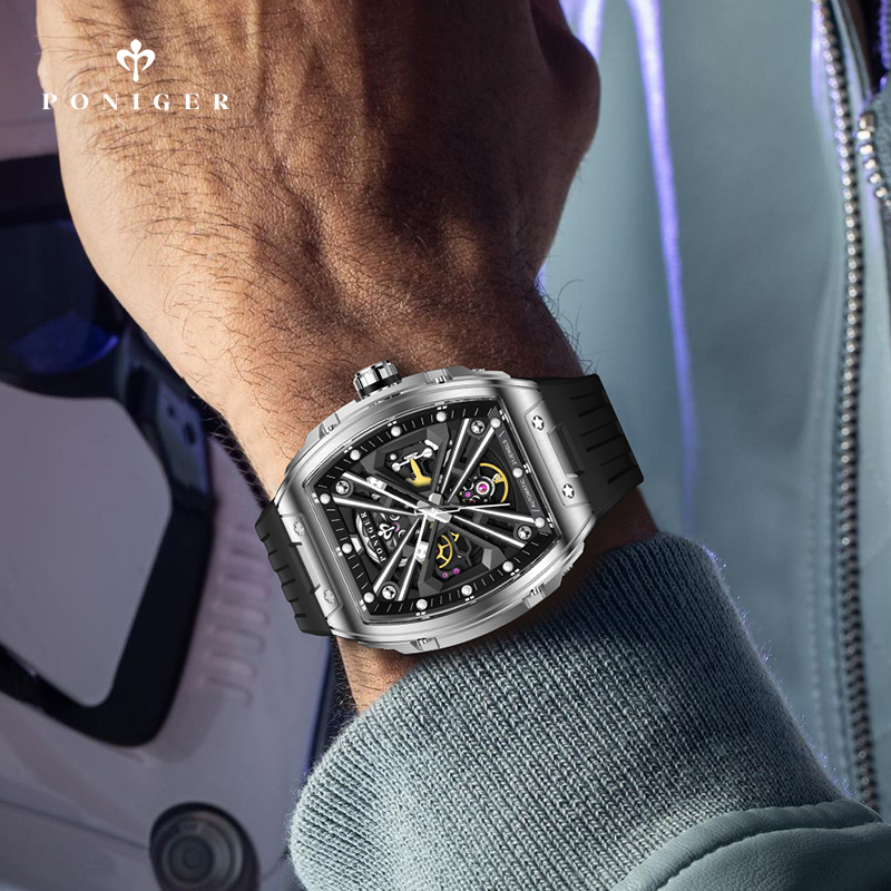 PONIGER Luxury Automatic Mecha - đánh giá và giá Luxury Watch On Rubber Strap